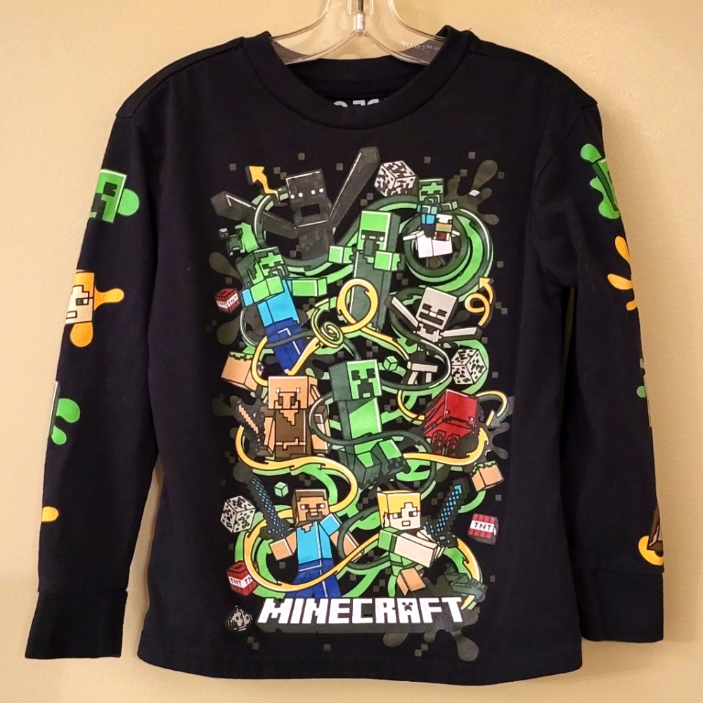 Minecraft black long sleeved tee shirt